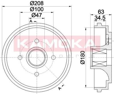 Барабан тормозной Opel Agila 00-> KAMOKA 104046