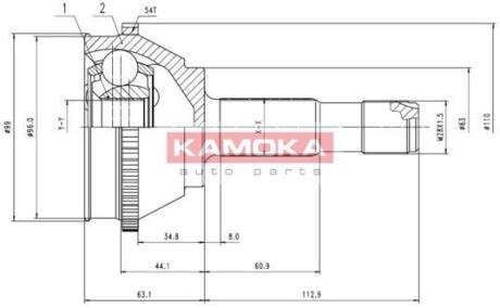 ШРУС Fiat Ducato 94-02,Citroen Jumper 94-02,Peugeot Boxer 94-02 наружн. 28/39/63мм /54 ABS KAMOKA 6506