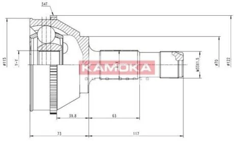 ШРУС Citroen Jumper 94\'-02\',Fiat Ducato 94\'-02\',Peugeot Boxer 94\'-02\' наружн. 35/45/70мм /54 ABS KAMOKA 6508