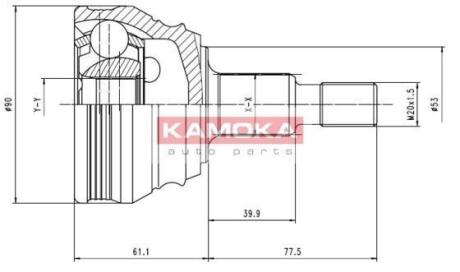 ШРУС Audi A3 96->,Skoda Octavia 97->,VW Golf IV 98-05 наружн. 36/30/53мм KAMOKA 6680