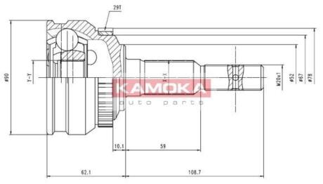 Шрус/граната зовн. Opel Astra G, Zafia A, Vectra B 2.0DI (33x25, ABS:29) KAMOKA 6956