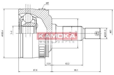 ШРУС Mercedes V-Class,Vito наружн.с кольцом ABS KAMOKA 7046