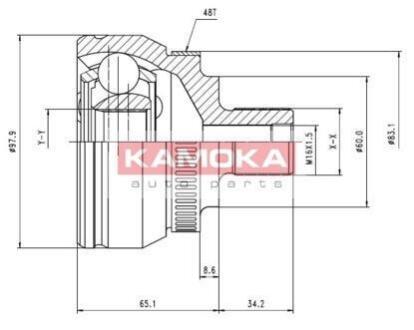 ШРУС Ford Galaxy 95->,Seat Alhambra 96->,VW Sharan 95-> наружн. 38/27/60мм /48 ABS KAMOKA 7050