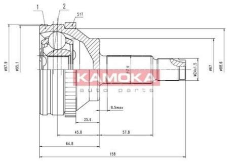 К-т шарнiрний привiдного валу KAMOKA 7088