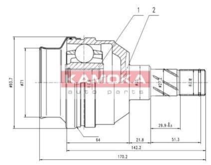 ШРУС Opel Astra 91-98,Kadett E 87-91,Vectra A/B 88-03 внутр. 34/25/35мм KAMOKA 8009