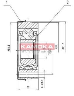ШРУС VW Golf II 83-99,Polo 83-01,Vento 91-98 внутр. 33/92мм KAMOKA 8010