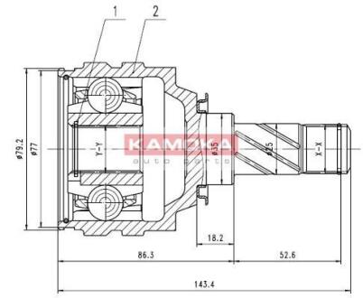 ШРУС Opel Combo 01,->,Corsa C 00-> (1.0, 1.2, 1.4, 1.3 CDTI) внутр. 22/28 KAMOKA 8717