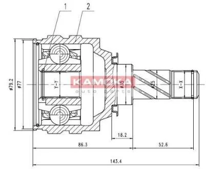 К-т шарнiрний привiдного валу KAMOKA 8717