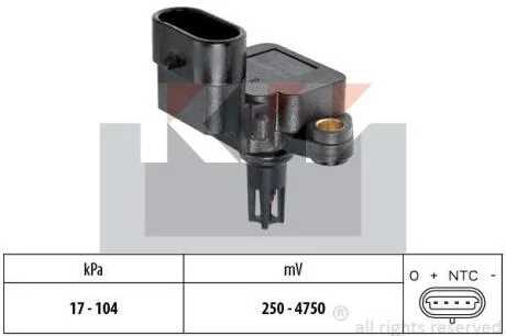 493 081 Датчик тиску повітря(вакуума) (аналог EPS 1.993.081/Facet 10.3081) KW 493081