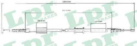 - Трос ручного гальма LPR C0208B