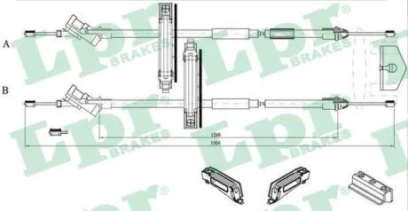- Трос ручного гальма LPR C0225B