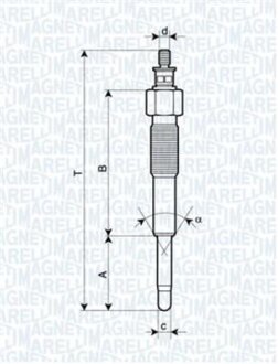 Свеча накаливания TOYOTA COROLLA/CAMRY/AVENSIS/CARINA 84-03 1.9-4.2TD MAGNETI MARELLI 062900041304