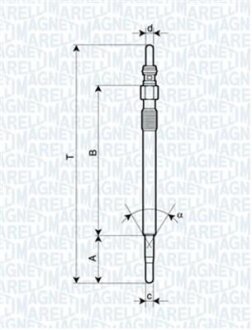 Свеча накаливания VOLVO S60/S80/V70/XC90 04- 2.7HDI MAGNETI MARELLI 062900047304