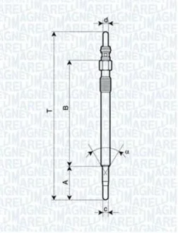 Свеча накаливания VOLVO S60/S80/V70/XC90 04- 2.7HDI MAGNETI MARELLI 062900047304