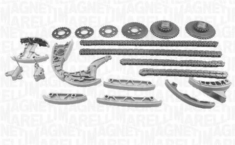 ВАЖЛИВО! (тільки для A4 B8 2.7 TDI, відмінність по зірочках!) К-т ланцюга ГРМ (6 зірок. + 4 ланцюга + 2 натяж. + 7 успокоит.) Touareg 3.0TDI 04-, AUDI A4/A5/A6/Q5/Q7 2,7-3,0TDI MAGNETI MARELLI 341500000860