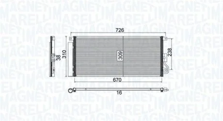 Конденсатор, система кондиціонування повітря MAGNETI MARELLI 350203807000
