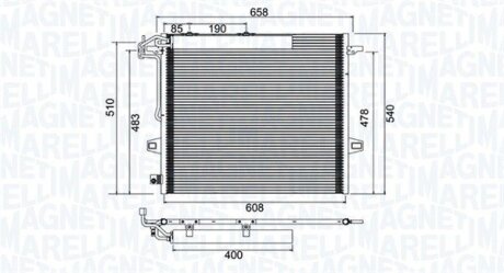 Конденсатор, система кондиціонування повітря MAGNETI MARELLI 350203947000