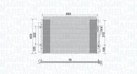 HYUNDAI Радіатор кондиціонера (конденсатор) з осушувачем SANTA FE II 2.4 10- MAGNETI MARELLI 350203978000