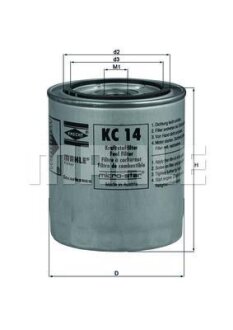 Паливний фільтр (Топливный фильтр) MAHLE / KNECHT KC 14