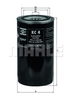 Паливний фільтр (Топливный фильтр) MAHLE / KNECHT KC 4