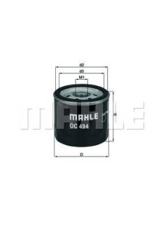 Масляний фiльтр (Масляный фильтр) MAHLE / KNECHT OC 494