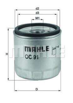 Фильтр масляный MAHLE / KNECHT OC 91D1