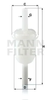Фильтр топливный (прямоточный) Ford MB 1.3-3.0 65-96 MANN WK 31/4 (фото 1)