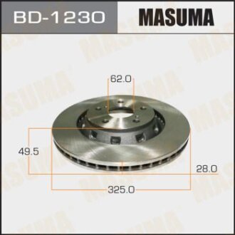 Диск гальмівний передній (кратно 2) Toyota Venza (09-16) MASUMA BD-1230