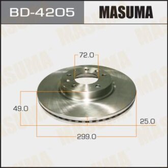 Диск гальмівний передній (кратно 2) Mazda 6 (07-12) MASUMA BD-4205