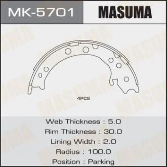 Колодки тормозные Honda CR-V RE# 07-12, Honda CR-V RM# 12- MASUMA MK5701