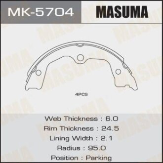 Колодки гальмівні стояночного тормоза MASUMA MK-5704