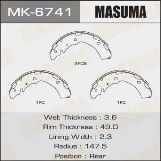 Колодки гальмівні стояночного тормоза MASUMA MK-6741