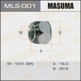 Гайка 12x1.5 / под ключ=21мм сквозная Toyota, Daihatsu, Lexus, Mitsubishi, Honda MASUMA MLS001