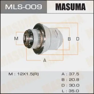 Гайка колесная 12x1.5 (под ключ=21мм) с шайбой D 32mm (мин. 20 шт.) MASUMA MLS009