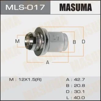 Гайка колесная 12x1.5 длинные с шайбой D 30mm (под ключ=21мм) (мин. 20 шт.) MASUMA MLS017