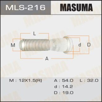 Шпилька колеса заднього Lexus GX 470/ Toyota Land Cruiser Prado (04-) M12x1.5 MASUMA MLS-216