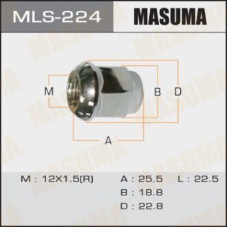 Гайка колесная Honda Accord CL# 02-08, Honda Accord CU# 08-12, Honda Accord Tourer CW# 08-12, Honda MASUMA MLS-224