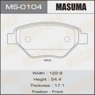 Колодки гальмівні MASUMA MS-0104