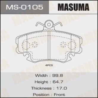 Колодки тормозные дисковые, комплект MASUMA MS-0105
