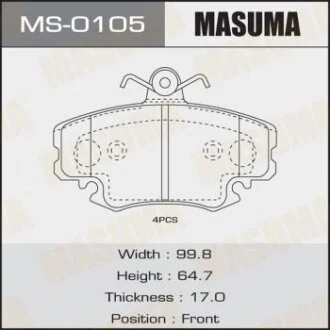 Колодки тормозные дисковые, комплект MASUMA MS-0105