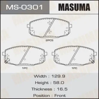 Колодки гальмівні передн Hyundai i30 (07-)/Kia Ceed (06-) MASUMA MS-0301