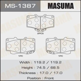 Колодки тормозные TOYOTA LC 70/80/90 87- передн. MASUMA MS-1387