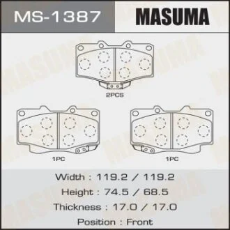 Колодки тормозные TOYOTA LC 70/80/90 87- передн. MASUMA MS-1387