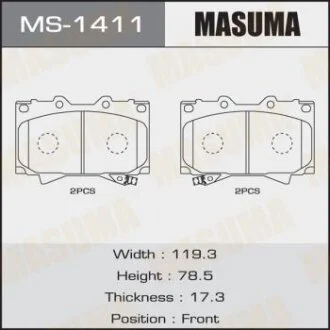 Колодки тормозные TOYOTA LAND CRUISER 100 98- 4.7/3.0-4.2 DIESEL передн. MASUMA MS1411