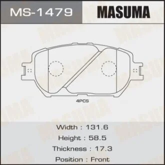 Колодки тормозные TOYOTA CAMRY 01- 2.4-3.0 передн. MASUMA MS-1479