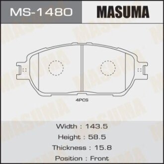 Гальмівні колодки передня AN-670K, NP1024, P83105 MASUMA MS-1480