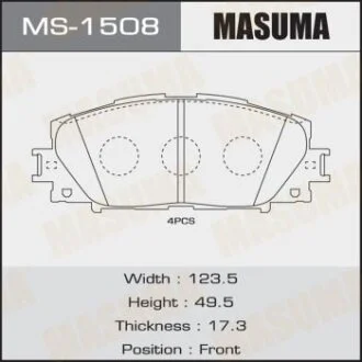 Колодки тормозные TOYOTA YARIS 05- передн. MASUMA MS-1508