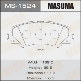 Колодки тормозные TOYOTA AURIS E15 06- передн. MASUMA MS-1524