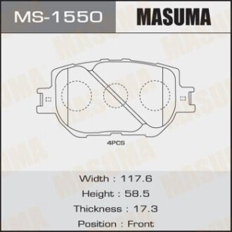 Тормозные колодки дисковые TOYOTA IS250/CROWN/CROWN MAJESTA/MARK X 13- MASUMA MS-1550