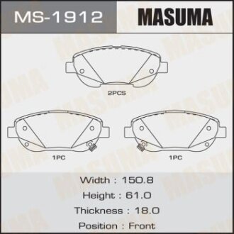 Гальмівні колодки передня AN-8196WK, NP1158, P83148 MASUMA MS-1912